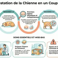 La chienne gestante montre des changements de comportement, comme la "nidification", avant la mise bas.
