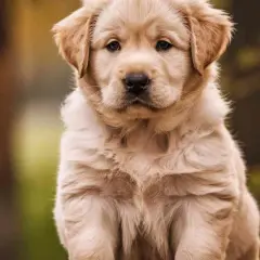 Adorable chiot Golden Retriever, un compagnon idéal : un chien qui n'aboie pas et ne perd pas ses poils, parfait pour la famille.
