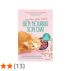 Couverture du livre "Bien nourrir son chat" avec un chat roux mangeant des croquettes. Un guide pour un aliment bon pour les chats.