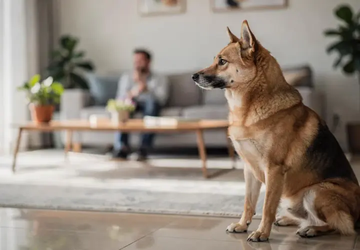 Mon chien me colle plus que d'habitude, il est assis près de moi dans le salon, regardant dehors.