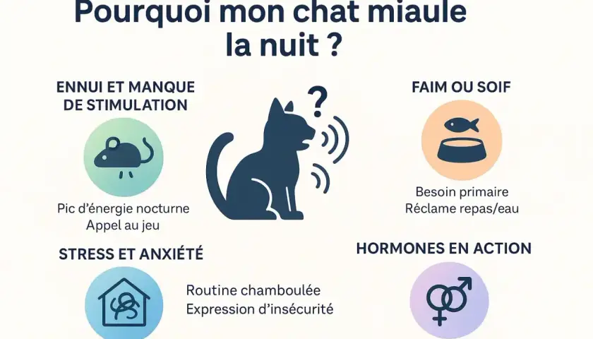 Un chat qui miaule la nuit peut avoir faim, s'ennuyer, être stressé ou avoir des hormones en action. Il réclame attention ou nourriture.