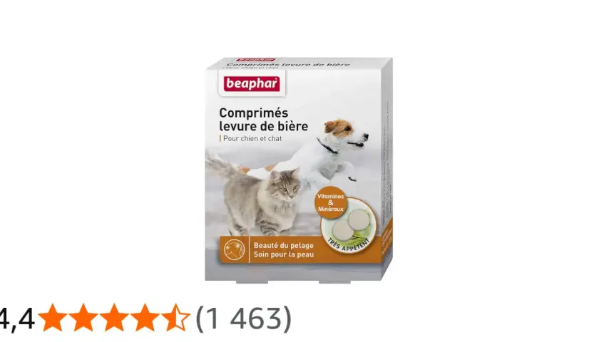 Boîte de comprimés de levure de bière pour chat et chien, pour la beauté du pelage et le soin de la peau.