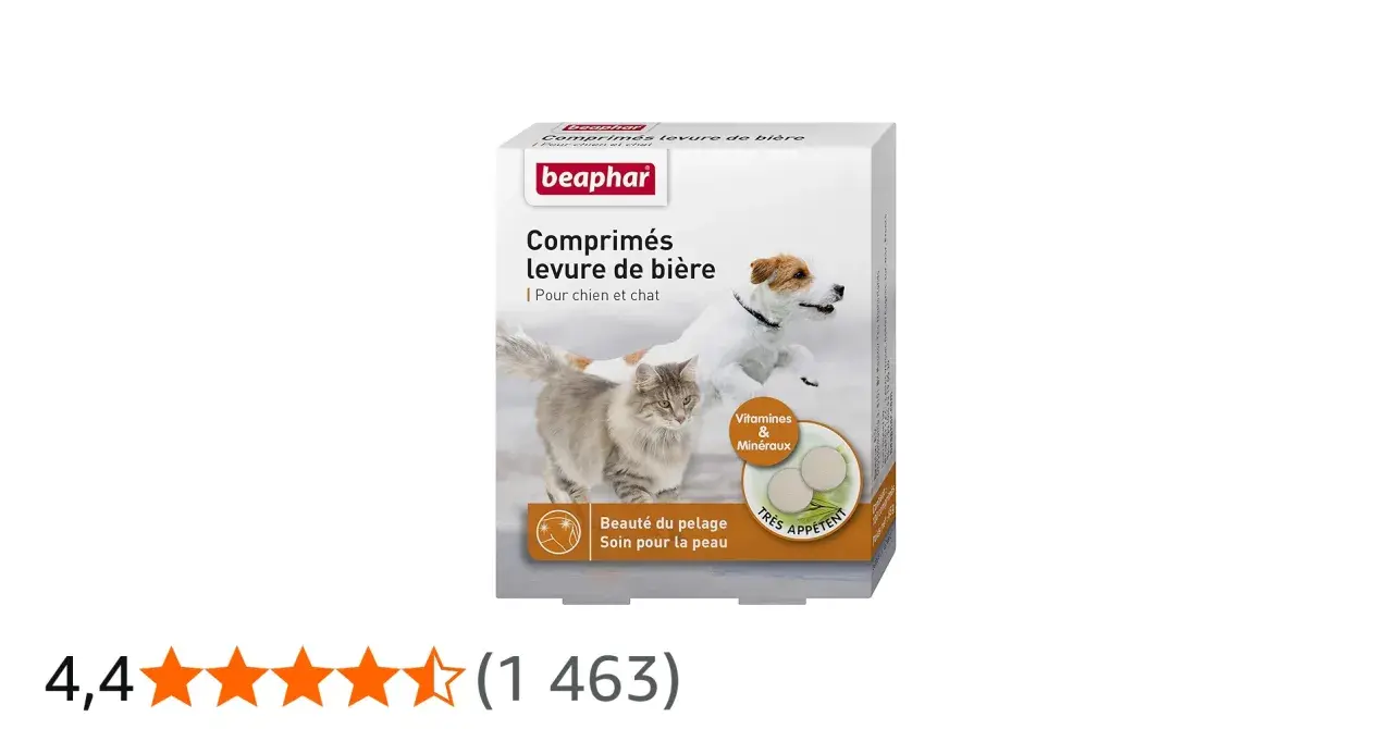 Boîte de comprimés de levure de bière pour chat et chien, pour la beauté du pelage et le soin de la peau.