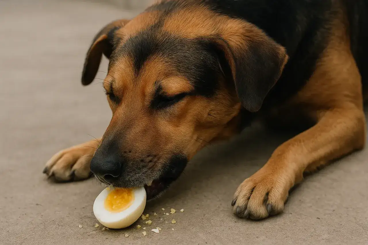 Un chien savoure un &oelig;uf dur. La question est : combien d'&oelig;ufs par semaine pour un chien ?