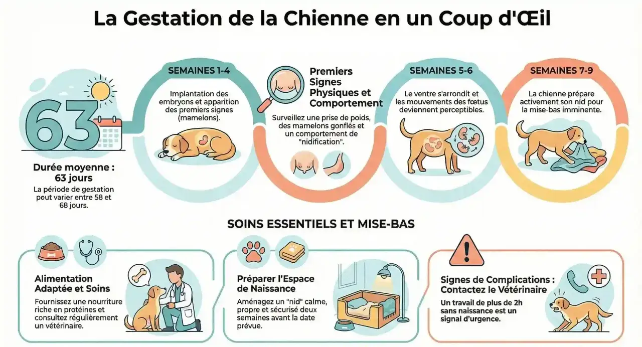 La chienne gestante montre des changements de comportement, comme la 